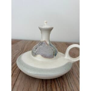 Vintage Krave Studios Ceramic Oil Lamp Handcrafted Pottery Table Oil Lamp